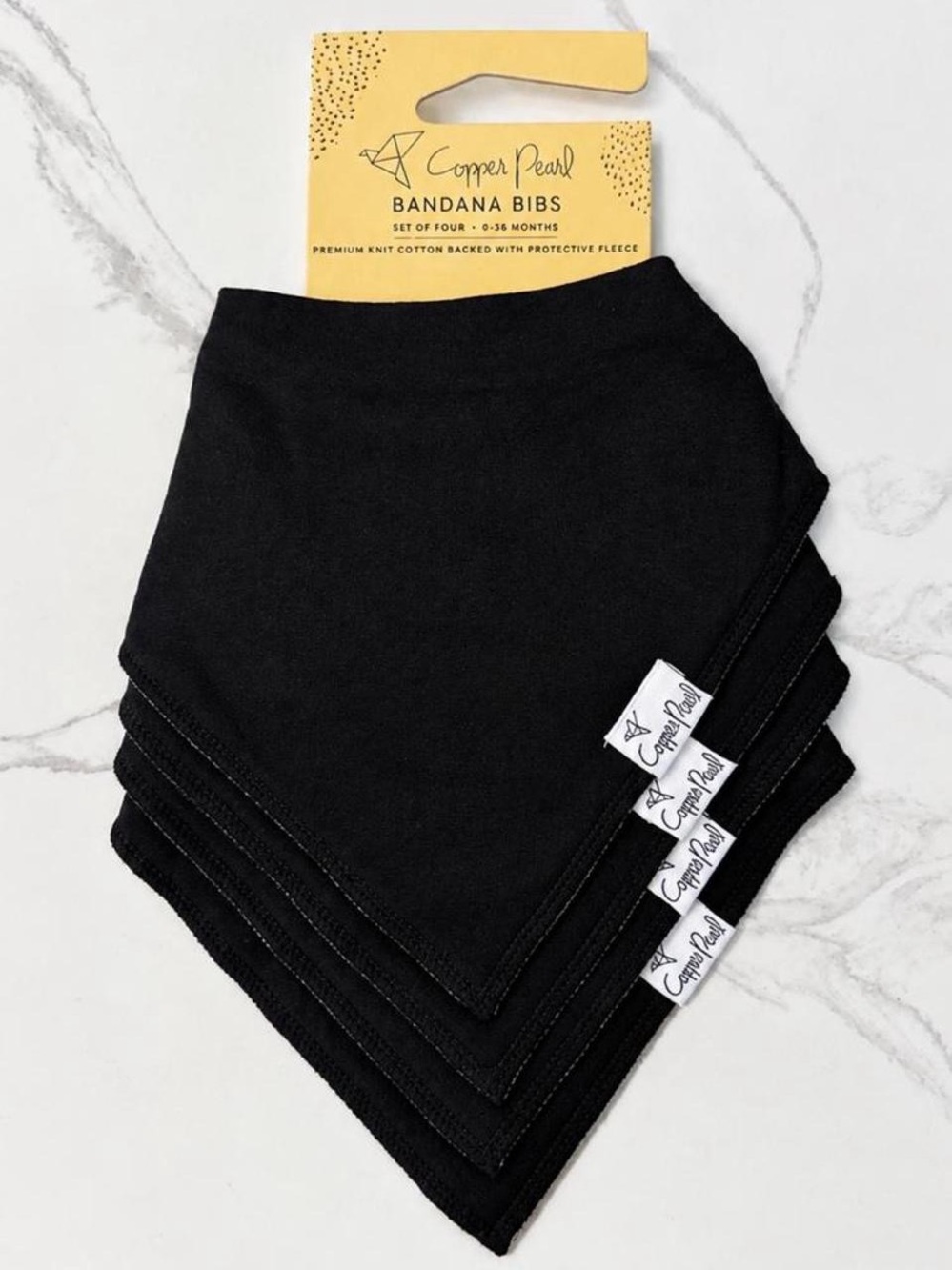 NWT Copper Pearl Solid Black Cotton Bandana Bibs Lot Bundle of 4